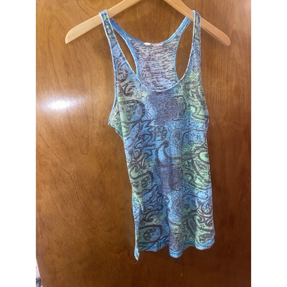 Energie Boho Paisley Blue green Racerback top size large